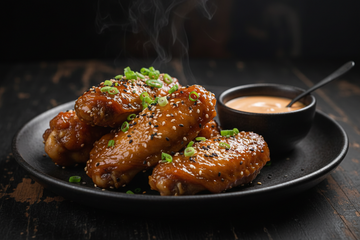 Honing-chili chicken wings met Honing met Gember & Citroen