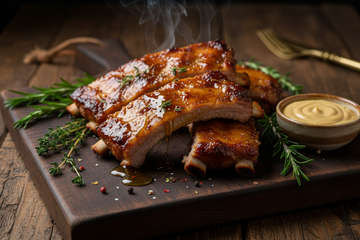 Honing-mosterd spareribs met Kroatische Linde Honing